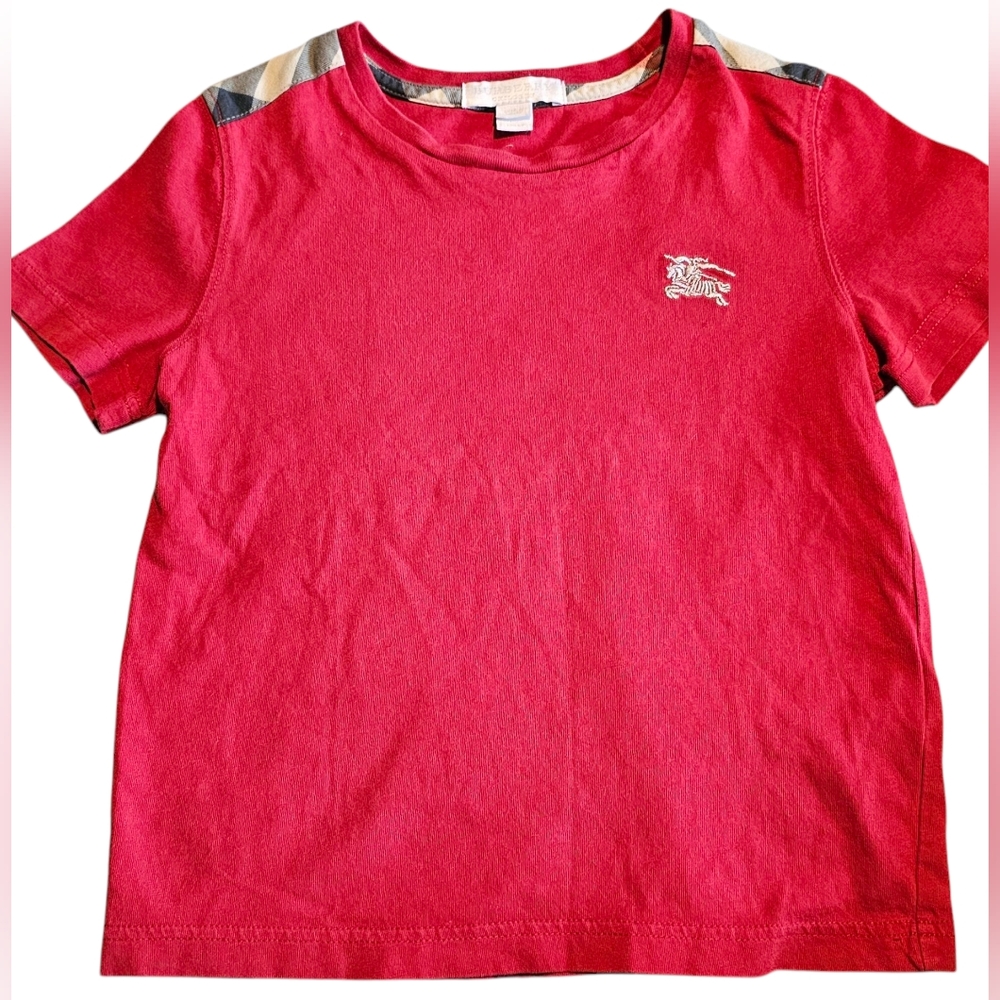 Burberry Shirt Burberry Tee Shirt Red with Nova Check Little Boy's Size 5Y